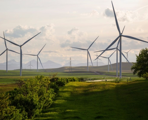 Windräder in der Landschaft